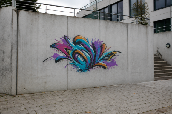 Wand mit Graffiti vor professioneller Graffitientfernung